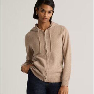 NWT Quince OATMEAL Womens 100% Cashmere Zip Hoodie S